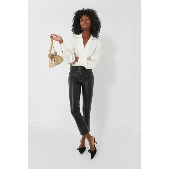 Veronica Beard Women's Carly Vegan Leather Kick Flare Pants Black Size 29 NWT - Picture 2 of 10